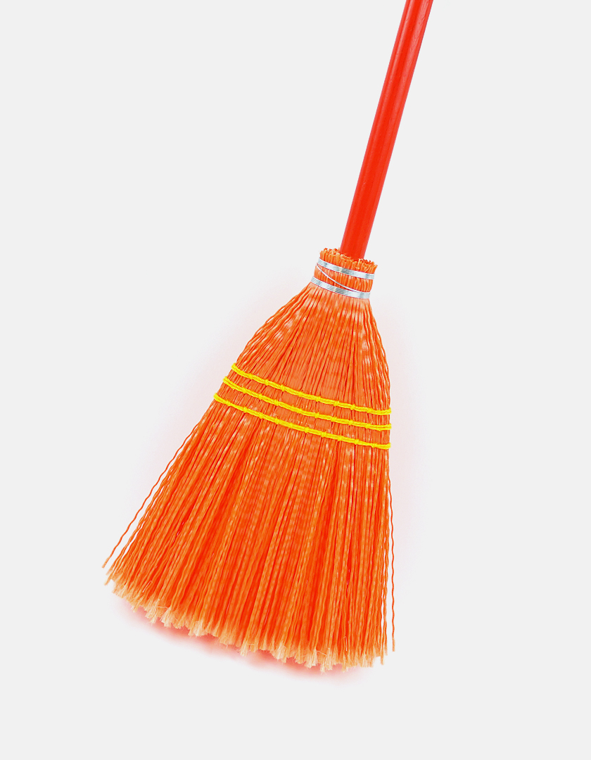 Premier Lobby Plastic Broom - Orange - Made in USA